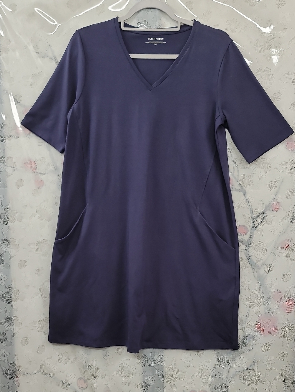 Eileen Fisher Nwt Organic Cotton Stretch V-Neck Dress Size Small - Picture 2 of 11